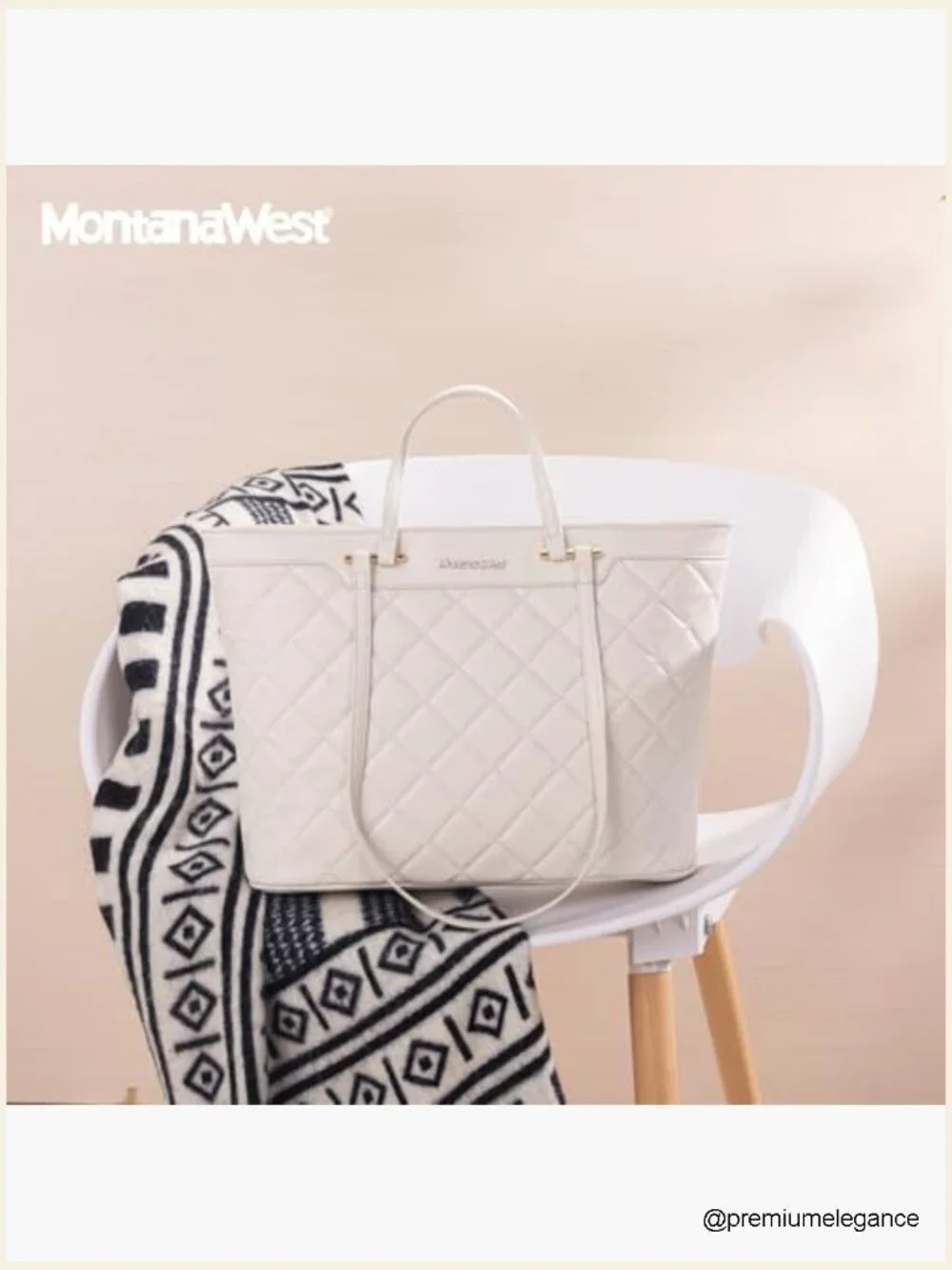 Large Quilted Vegan Leather Hobo Tote Bag with Top Zipper, Fits 13